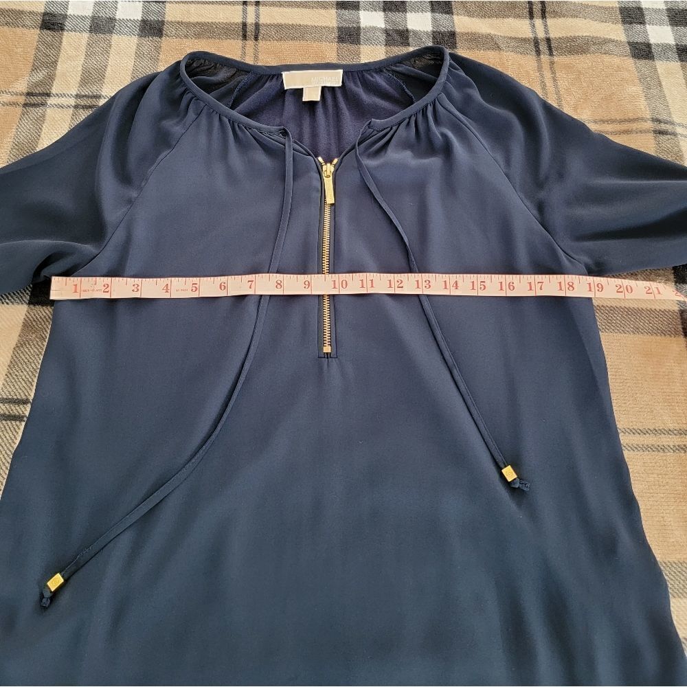 MICHAEL Michael Kors Navy Blouse with Gold Zipper - Picture 9 of 10